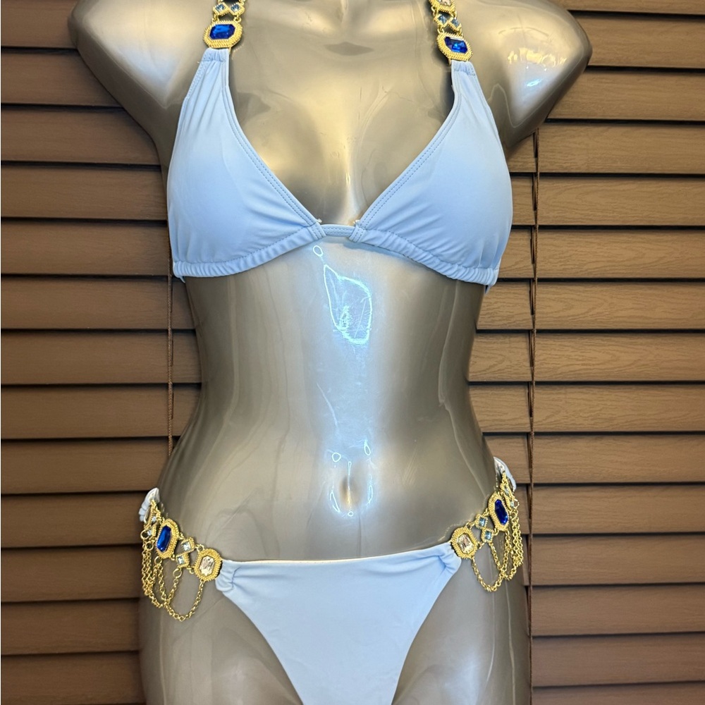 Elegant Blue and Gold Women's Bikini